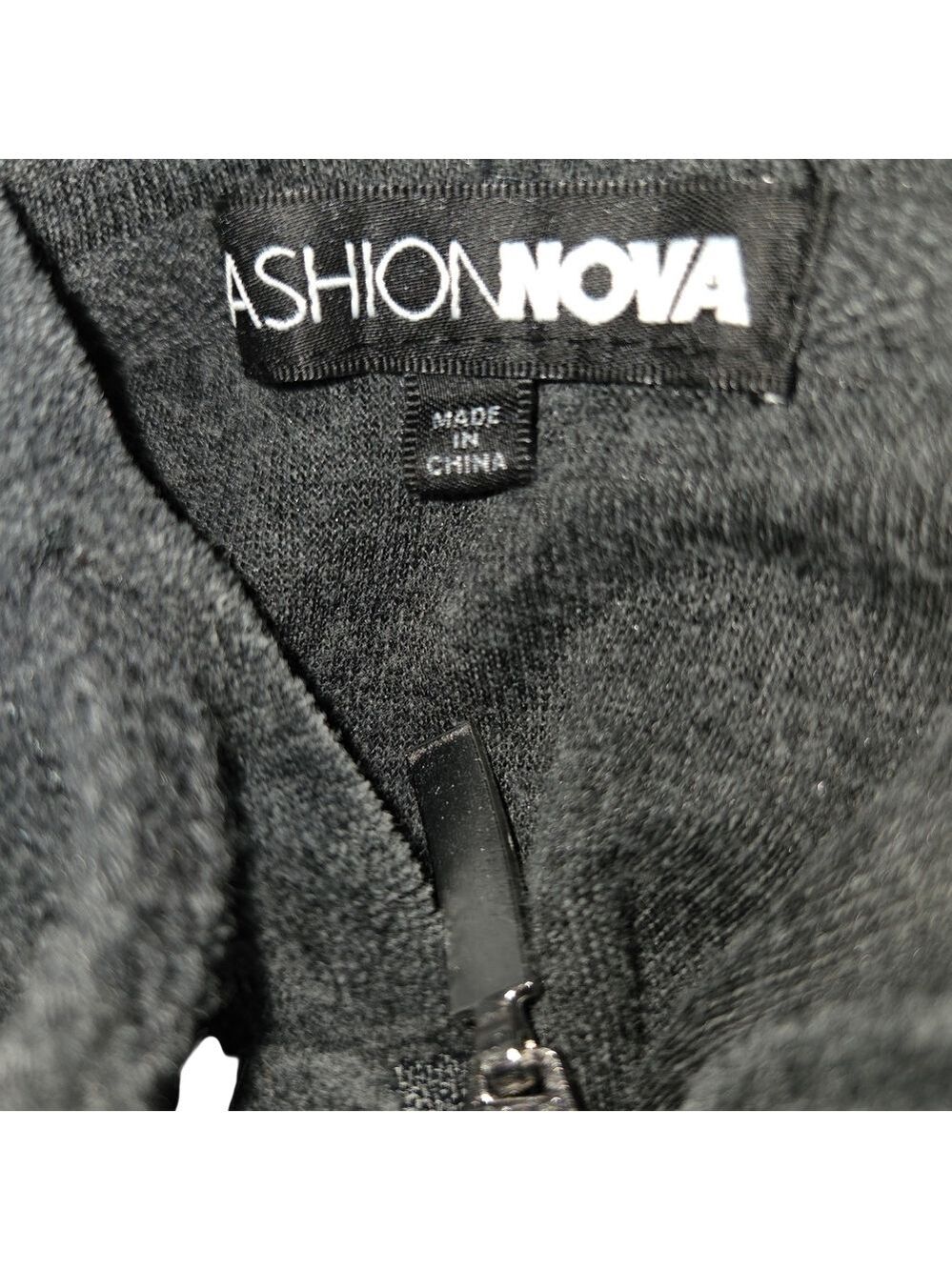 Wemen's Fashion Nova Dark Gray Zip-Up Hoodie Size L - Picture 4 of 5